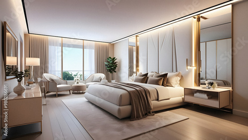 Elegant, modern, cozy and well-lit room Generative AI