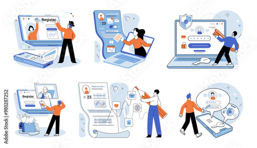 User authorization. Vector illustration. User accounts require secure authentication to prevent unauthorized access Security measures ensure protection user data and personal information user