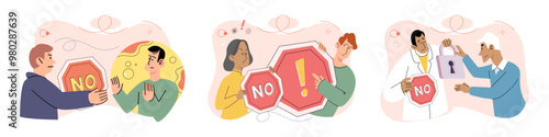 Refuse vector illustration. Emotions can run high during times disagreement, making it important to approach discussions with empathy Ignoring someones opinions can lead to breakdown in communication