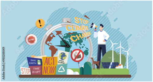 Climate change. Save the planet. Climate activist. Addressing climate change is shared responsibility that requires global collaboration Earth pollution cbe mitigated through conscious consumption