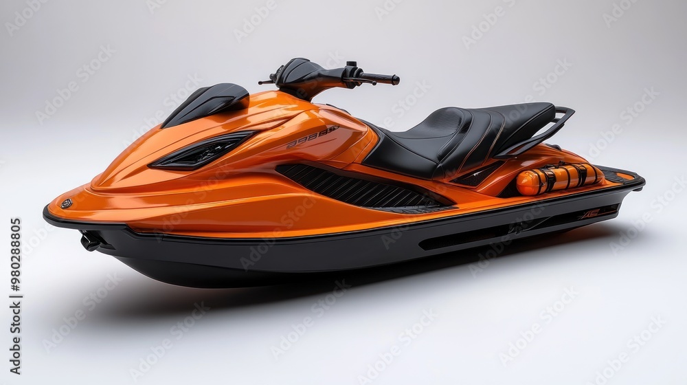 Naklejka premium A sleek orange jet ski designed for water sports and recreation.