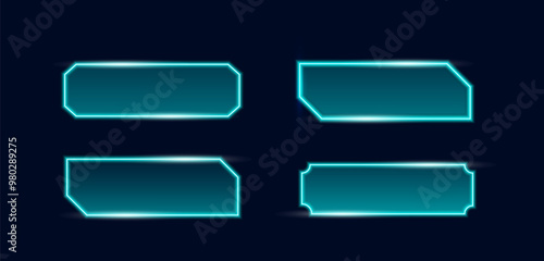 Vector illustration technology box, futuristic callout title banner, and digital frame boxes. HUD screen or textbook Cyberpunk style.	