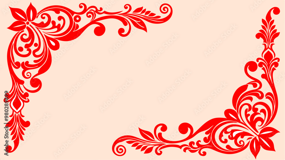 Mandala red ornament at corner with isolated background Mandala red ornament at corner with isolated background