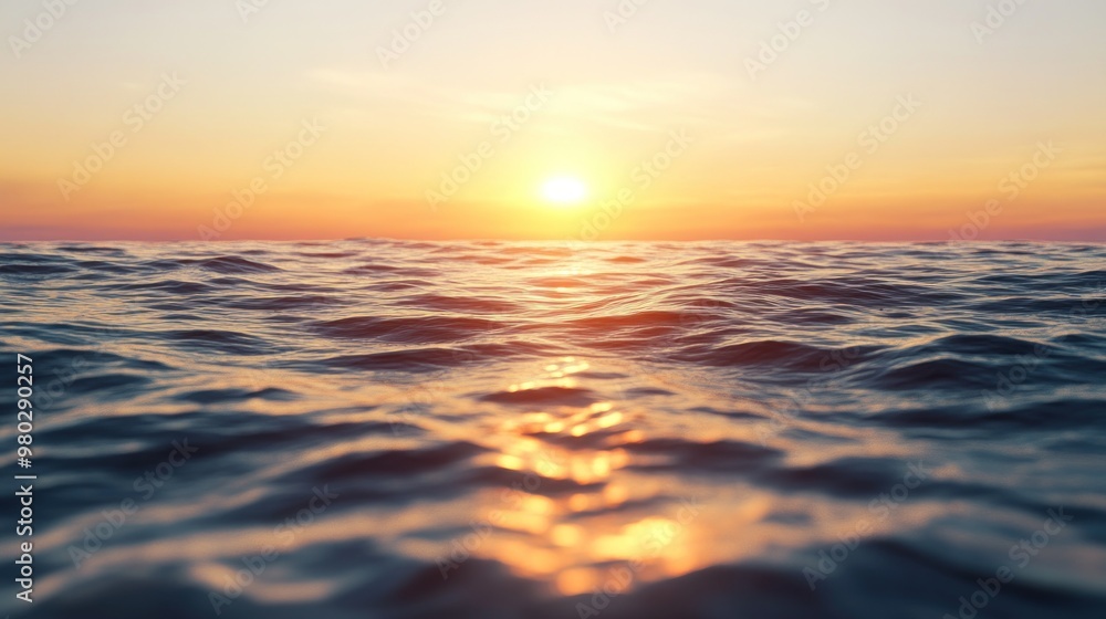 Obraz premium The beauty of nature unfolds in the calm of the evening sea.