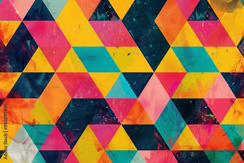 Colorful triangles in motion: a fashionable endless pattern design Colorful triangles in motion: a fashionable endless pattern design
