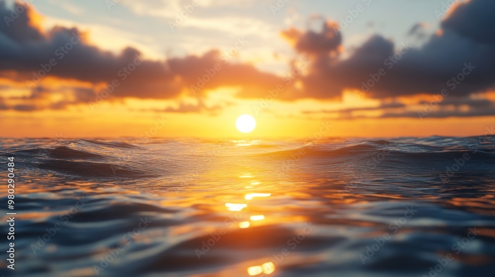 Obraz premium A relaxing glow of sunset lights the serene waters.