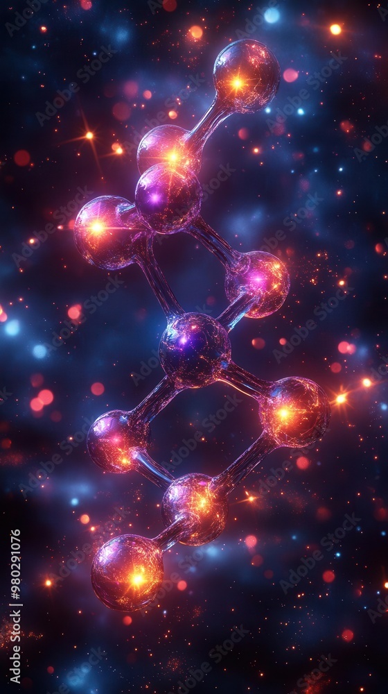 ethereal 3d rendering of a glowing amino acid molecule minimalist design with vibrant neon colors against dark background science meets art ethereal 3d rendering of a glowing amino acid molecule minimalist design with vibrant neon colors against dark background science meets art