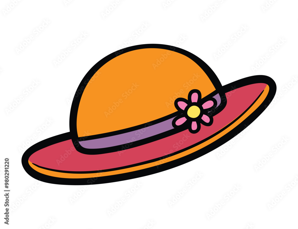 Stylish Summer Hat with Floral Design - Vector Image for Women Stylish Summer Hat with Floral Design - Vector Image for Women