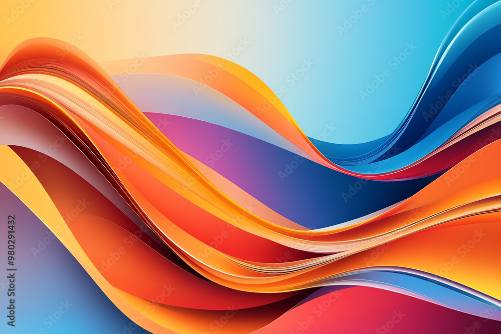 Fototapeta premium Abstract vector background with flowing book pages, soft gradients and fluid shapes, vibrant colors and dynamic movement, modern reading aesthetic