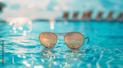 Wallpaper Mural Sunglasses float in a pool on a sunny day Torontodigital.ca
