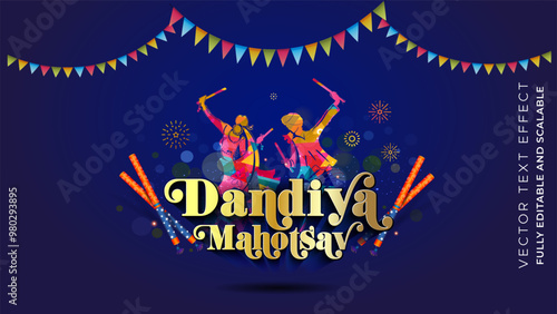 Dandiya dance festival Vector illustration.