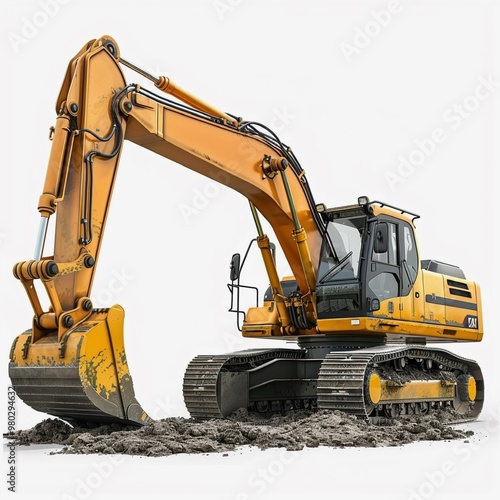 excavator on a white background