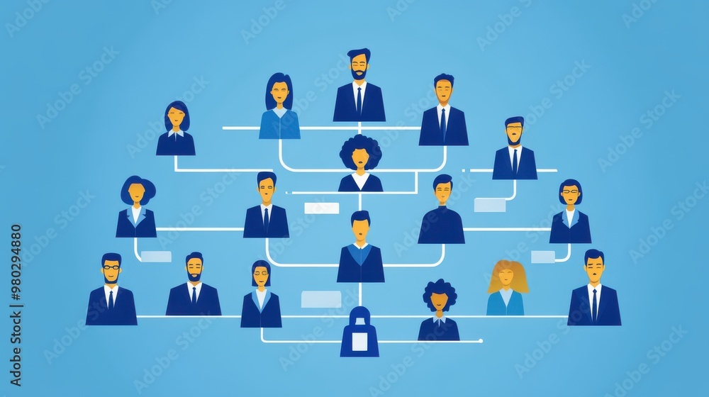 Flat Design Illustration of Organizational Structure and Business Hierarchy in Modern Companies Flat Design Illustration of Organizational Structure and Business Hierarchy in Modern Companies