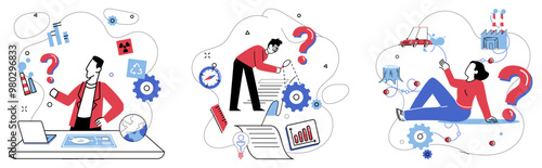 Cognitive skills vector illustration. Concentrating is architect laying foundation for construction cognitive achievements The symphony cognitive skills plays in background as intellect orchestrates