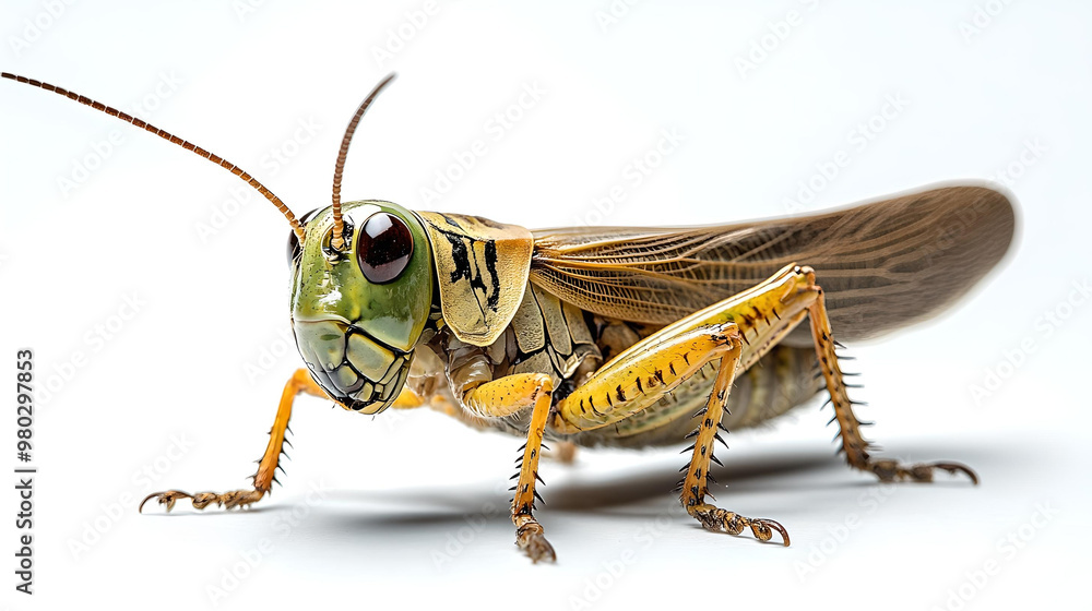 Detailed Close-Up of a Grasshopper on White Background
Detailed Close-Up of a Grasshopper on White Background
