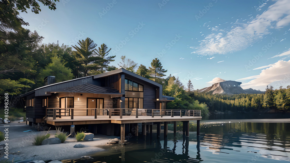 Obraz premium house on the river