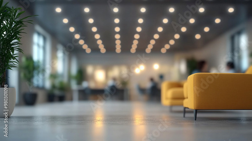 Blurry office meeting scene featuring indistinct figures in a corporate setting. The image symbolizes business discussions, collaboration, teamwork, and decision-making processes in a modern work envi