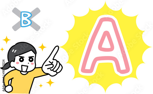 Aを選ぶ笑顔の女性