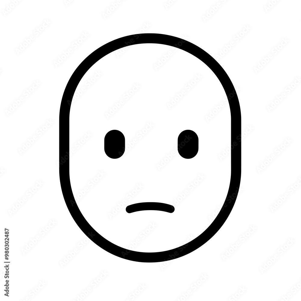 This vector icon features a minimalist design of a face with a neutral expression. Its simple lines make it ideal for use in various digital interfaces This vector icon features a minimalist design of a face with a neutral expression. Its simple lines make it ideal for use in various digital interfaces