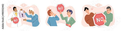 Refuse vector illustration. The refuse metaphor paints vivid picture how communication can be blocked or obstructed Behavior plays significant role in how we express and handle disagreements