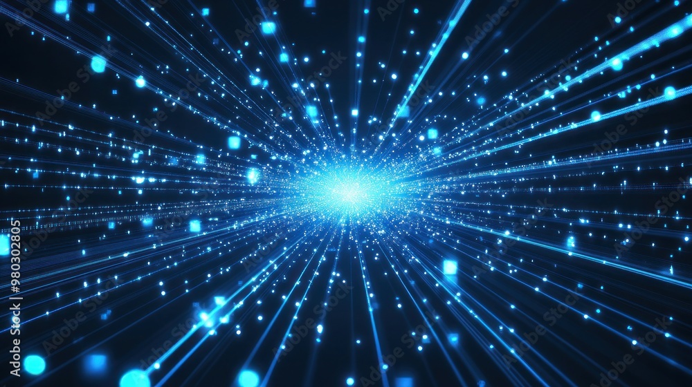 Abstract Blue Light Lines Tunnel Abstract Blue Light Lines Tunnel