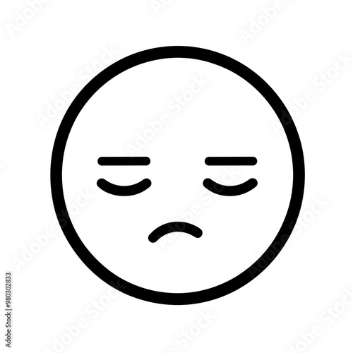 A minimalistic vector design showcasing a line art face with drooping eyes and a frown, conveying feelings of disappointment or sadness in a simple form