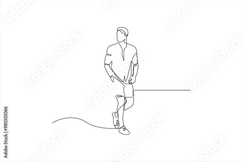 continuous line vector illustration of man walking