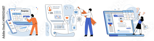 User authorization. Vector illustration. Users need authorization to access their accounts and personal information Authorization ensures secure access to sensitive data and protects user privacy