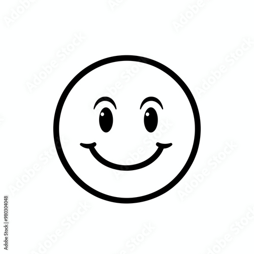 The design showcases a smiling face in a black line style, conveying joy and friendliness