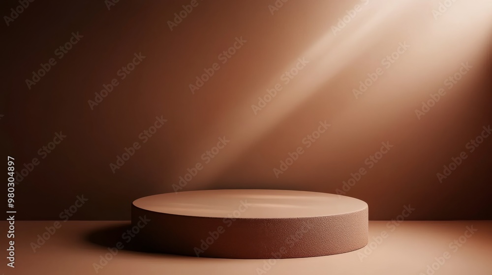 Brown Cylinder Podium with Light Beam Brown Cylinder Podium with Light Beam