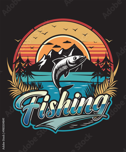 fishing bord t-shirt design , illustration vector fishing t-shirt design  photo