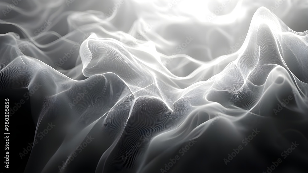 Obraz premium Gray smoke creating delicate swirling abstract patterns and textures
