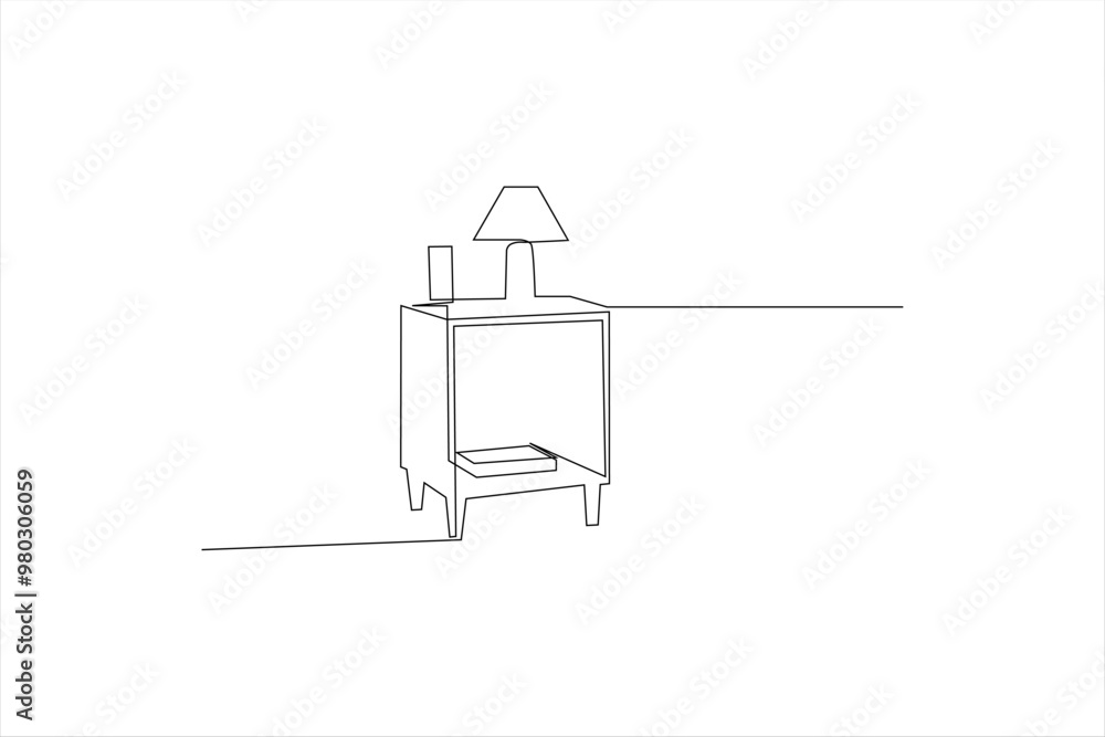 small table continuous line vector illustration