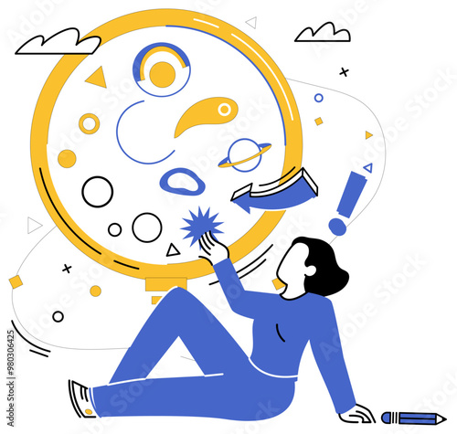 Corporate vision vector illustration. Development is sweet melody played by orchestra professional growth and exploration Aspiration is key unlocking doors to treasure trove corporate vision