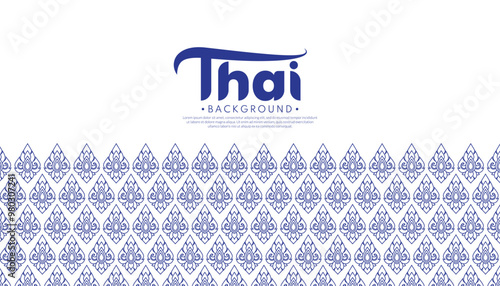Blue Thai pattern background. Traditional Thai patterns for covers, brochures, web, and internet ads. Vector line Thai illustration