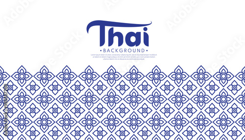 Blue Thai pattern background. Traditional Thai pattern for covers, brochures, web, and internet ads. Vector line Thai illustration