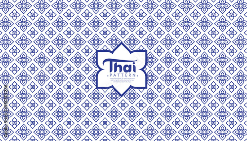 Blue Thai pattern background. Traditional Thai pattern for covers, brochures, web, and internet ads. Vector line Thai illustration