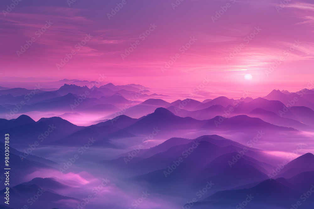 Sunrise in mountainous areas, sea of clouds Sunrise in mountainous areas, sea of clouds