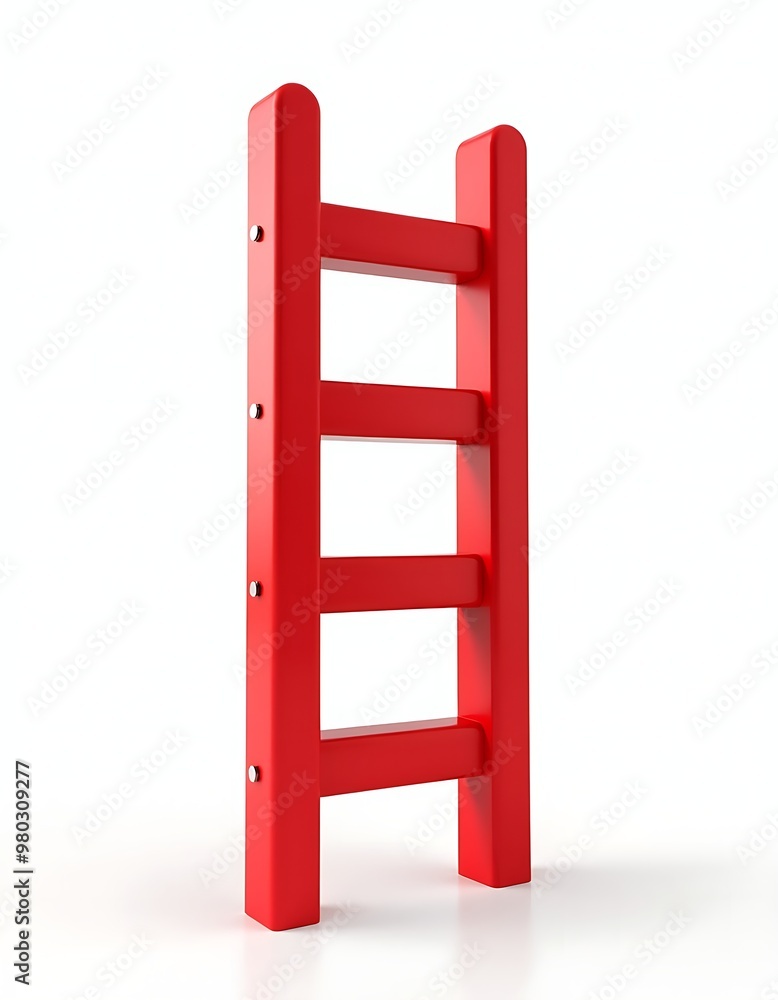 A 3d isometric red ladder isolated on white background A 3d isometric red ladder isolated on white background