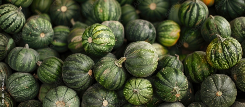 Pile Of Green Pumpkins In A Market Pile Of Green Pumpkins In A Market