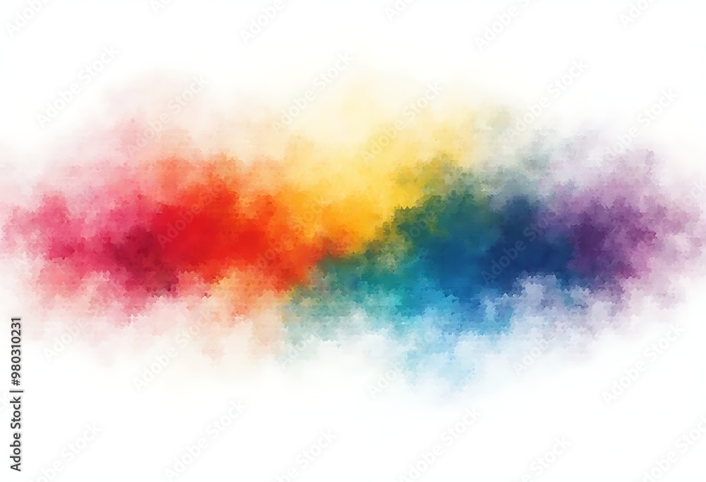 Fototapeta premium Abstract gradient rainbow color in watercolor line flowing on white background