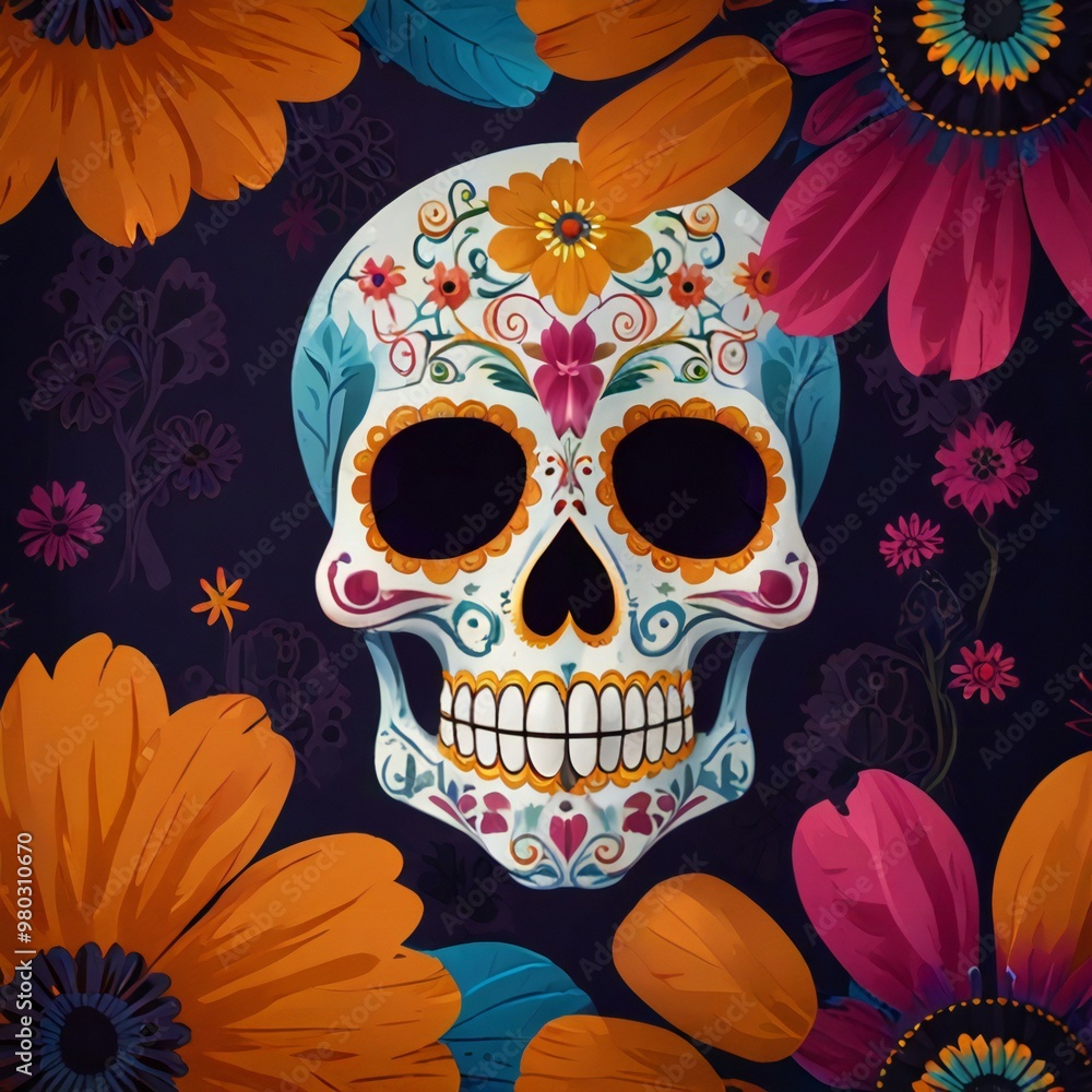 skull with flowers skull with flowers