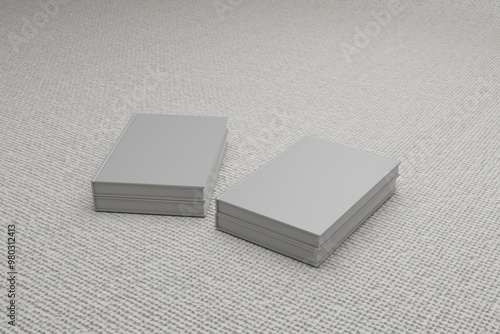 four blank white book with white cloth texture background, for your book mockup purpose, 3d rendering	