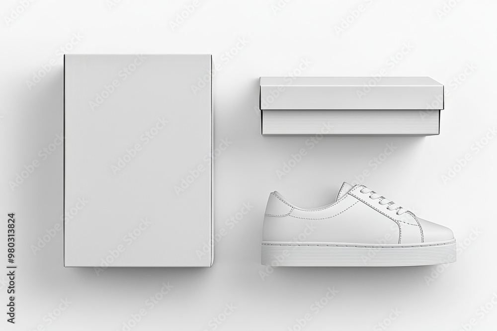 Shoe Box Mockup on Isolated white Background created with Generative AI Shoe Box Mockup on Isolated white Background created with Generative AI