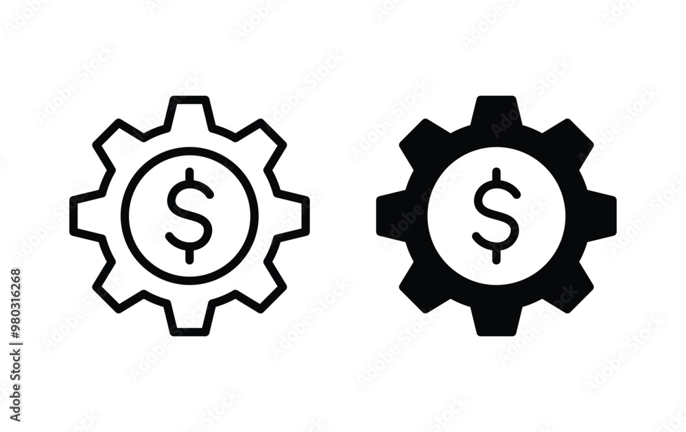 Gear with dollar simbol icon vector Gear with dollar simbol icon vector