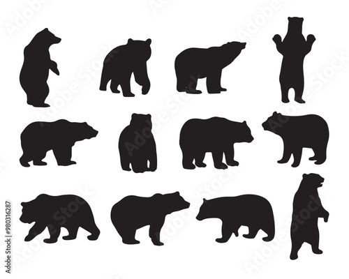 Bear silhouettes set large pack
