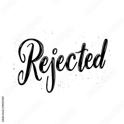 The design showcases the word Rejected in a bold, cursive font, accentuated by a simple yet artistic style, perfect for expressing disapproval or dismissal