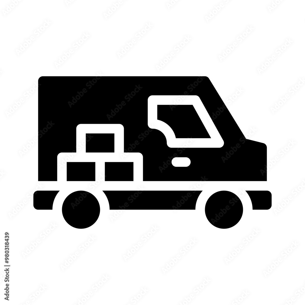 Fototapeta premium delivery van glyph icon