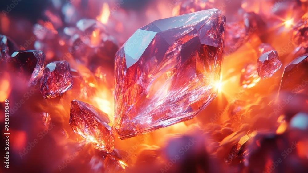 A stylized 3D gem with exaggerated facets and dynamic lighting, creating a dramatic effect. A stylized 3D gem with exaggerated facets and dynamic lighting, creating a dramatic effect.