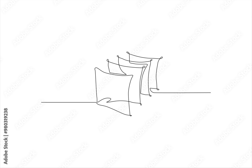 three pillows continuous line vector illustration three pillows continuous line vector illustration